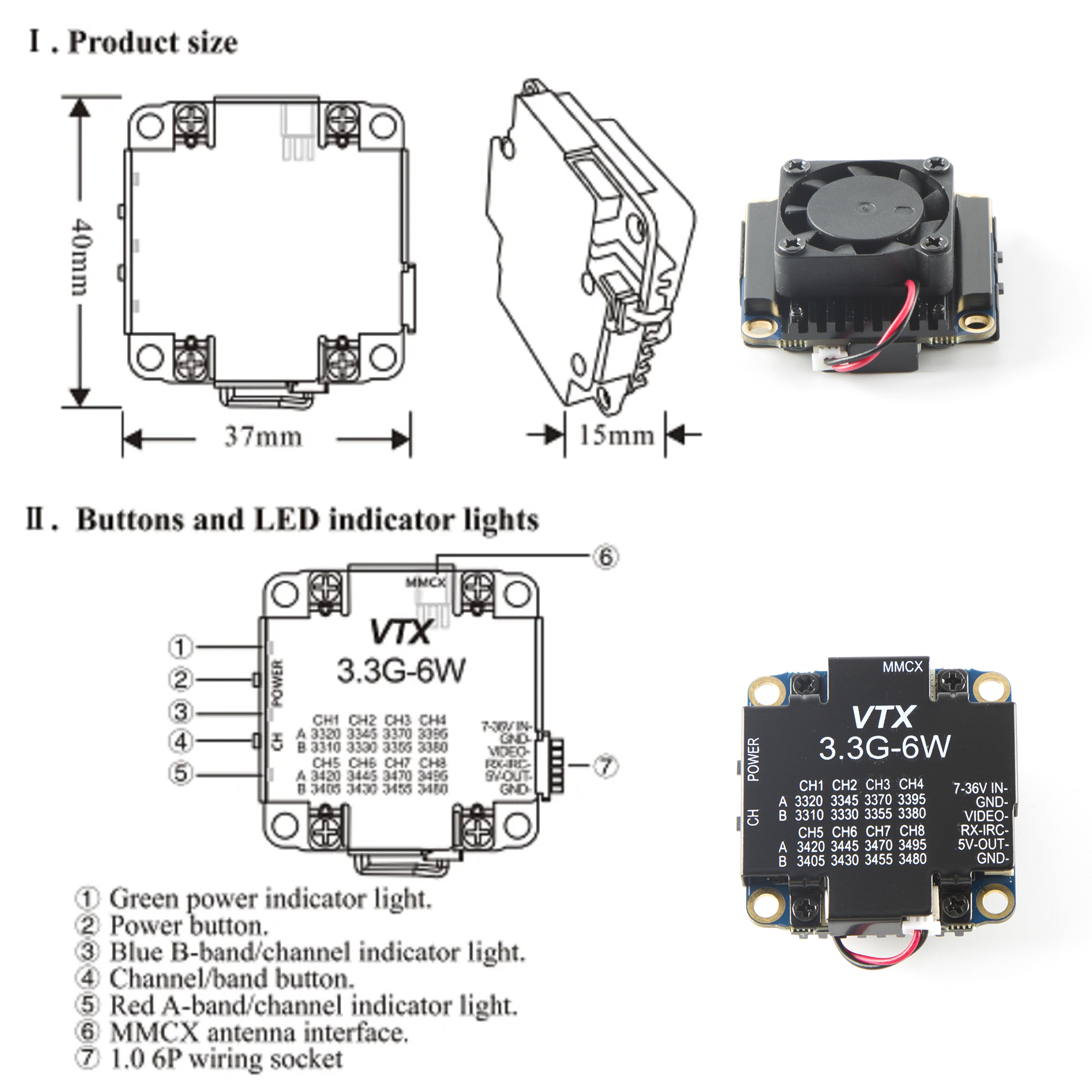 FPV Video Transmitter 3.3G 6W  - Fpv Drone Vtx บทวิจารณ์และราคา